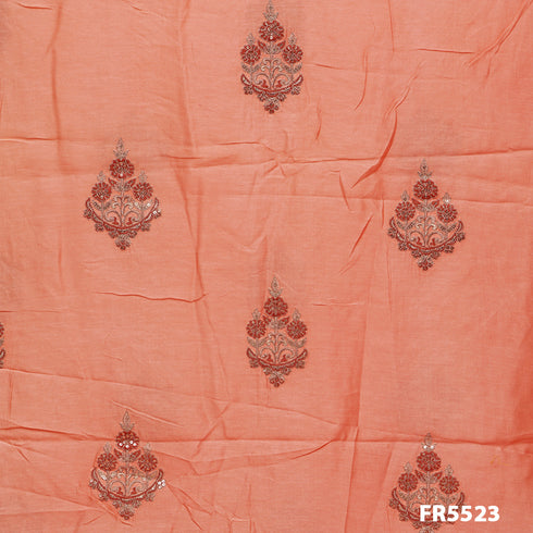 Embroidered Sequins Chanderi Silk Fabric-FR5523