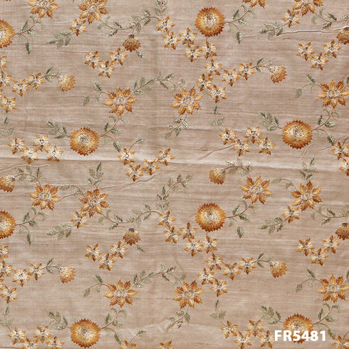 Embroidered Pure silk Fabric-FR5481