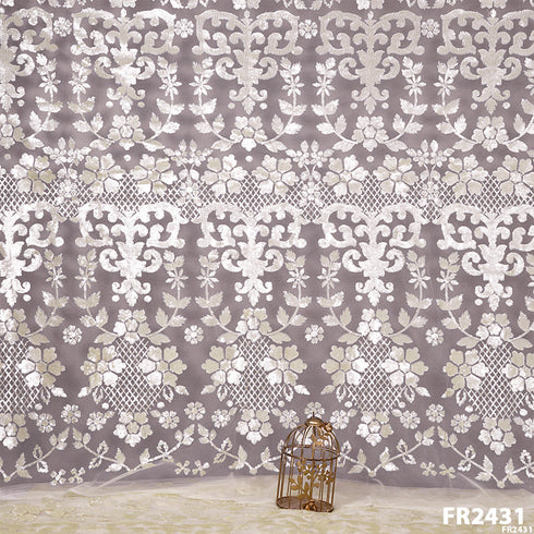 Embroidered Sequins Net Fabric - FR2431