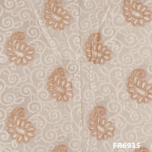 Embroidered Zari Georgette Fabric-FR6935