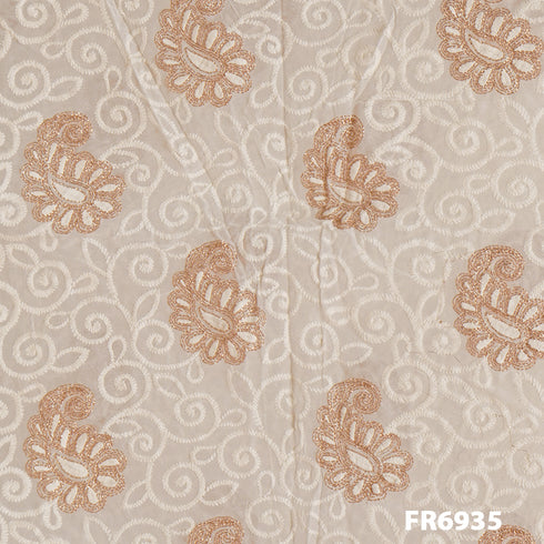 Embroidered Zari Georgette Fabric-FR6935