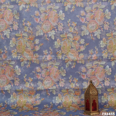 Embroidered Pure Organza Fabric-FR3455