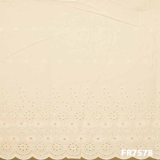 Embroidered Cut Work Cotton Fabric-Fr7578