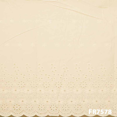 Embroidered Cut Work Cotton Fabric-Fr7578