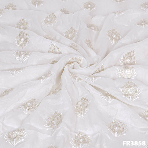 Dyeable Sequins Embroidered Chinnon Chiffon Fabric - FR3858