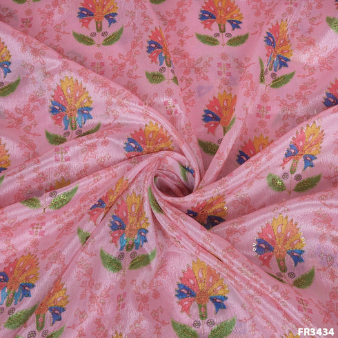 Position Printed Sequins Chinnon Fabric-FR3434