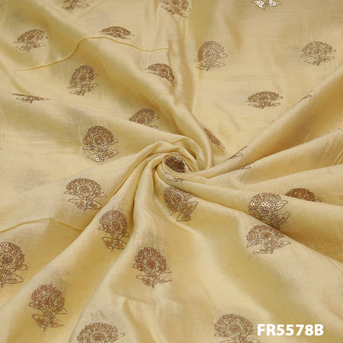 Embroidered Sequins Chanderi Silk Fabric-FR5578