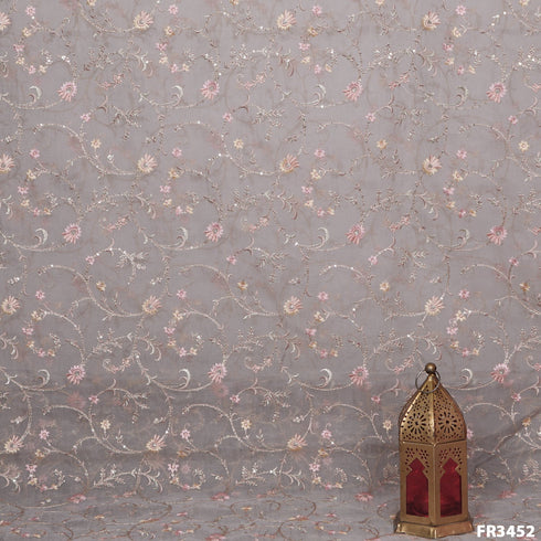 Embroidered Pure Organza Fabric-FR3452