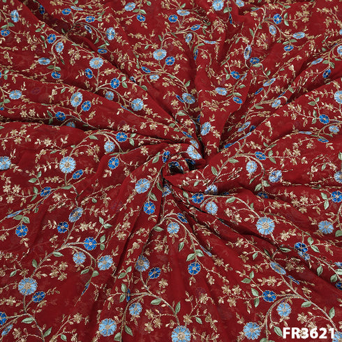 Embroidered Georgette Fabric-FR3621
