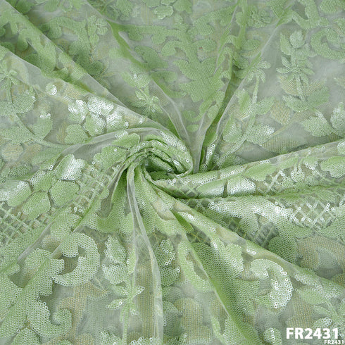 Embroidered Sequins Net Fabric - FR2431