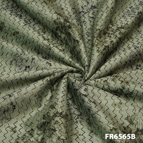 Printed Embroidered Sequins Raw Silk Fabric 6565