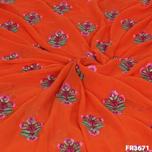 Embroidered Georgette Fabric-FR3671