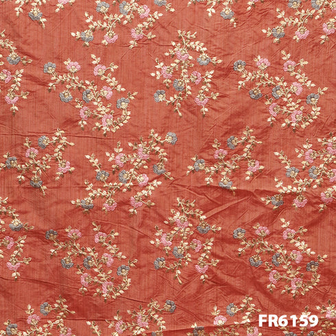 Embroidered Zari Bamboo Silk Fabric FR6159