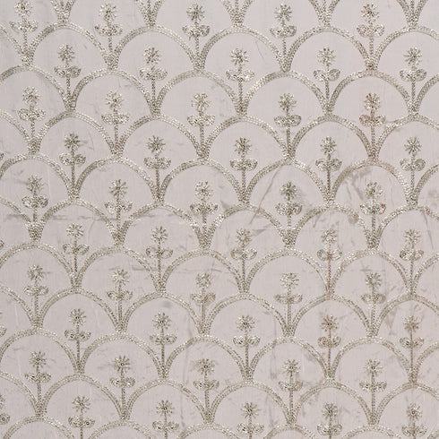 Embroidered Zari Crepe Fabric-FR6361