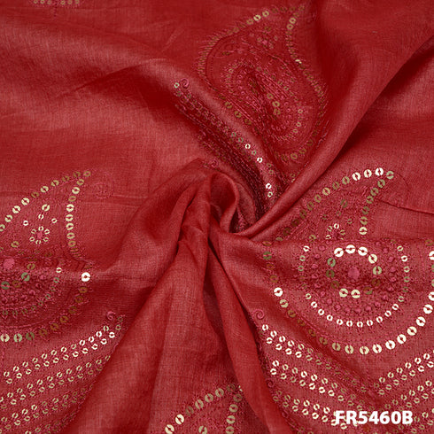 Embroidered Sequins Pure Silk Fabric-FR5460