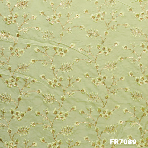 Embroidered Sequins Uppada Silk Fabric-Fr7089