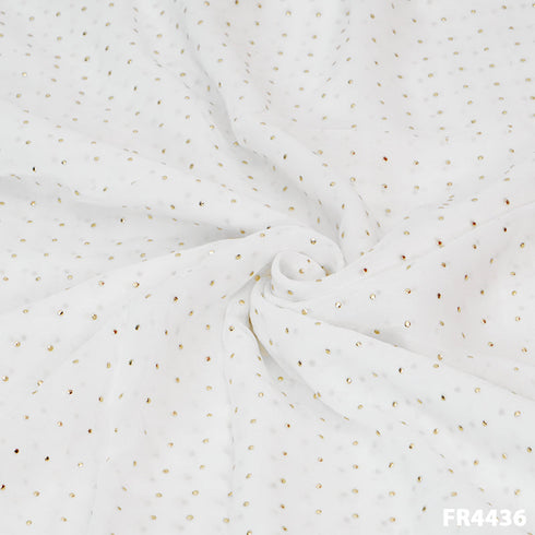 Dyeable Mukaish Georgette Fabric-FR4426