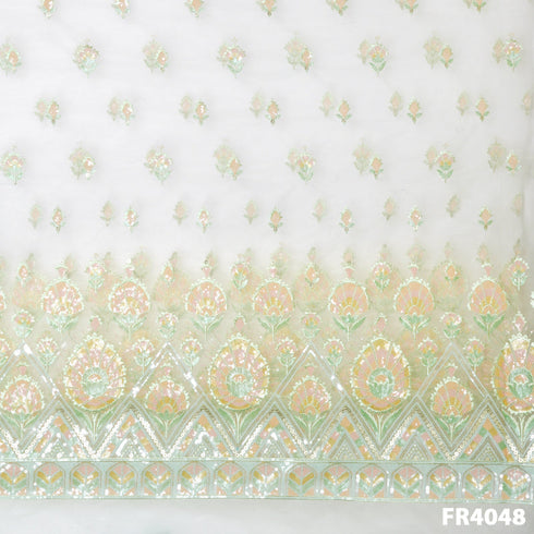 Embroidered Sequins Net Fabric-FR4048