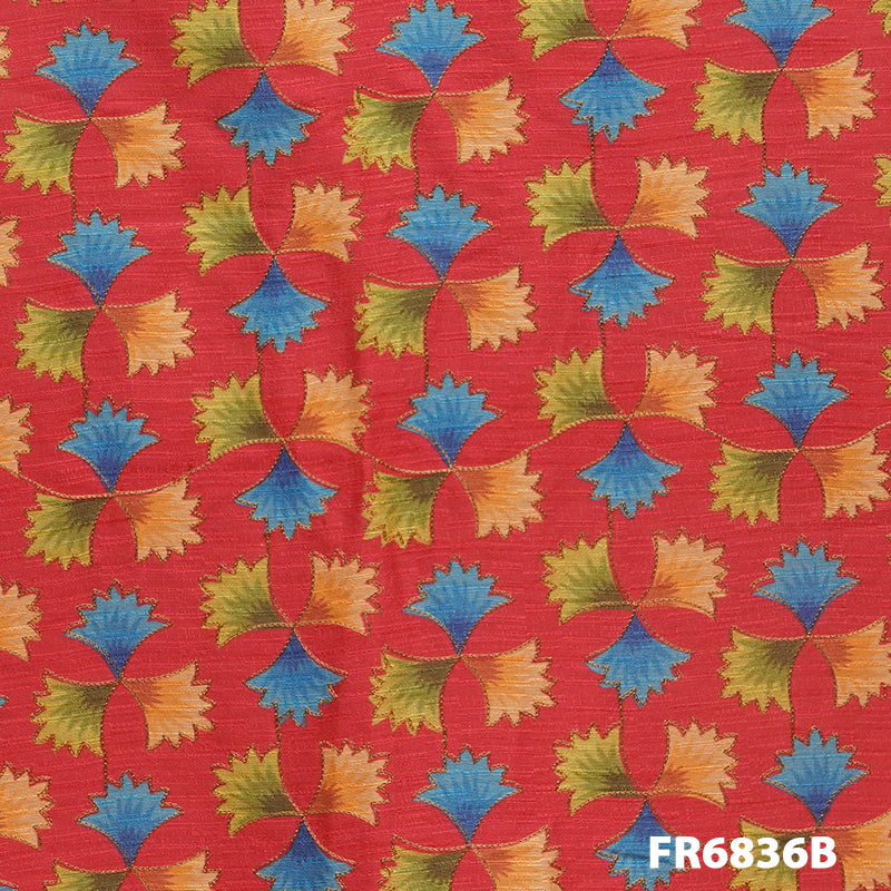 Zari Printed Linen Silk Fabric FR6836