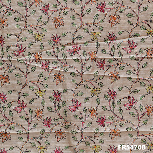 Lucknowi Embroidered Pure Silk Fabric-FR5470