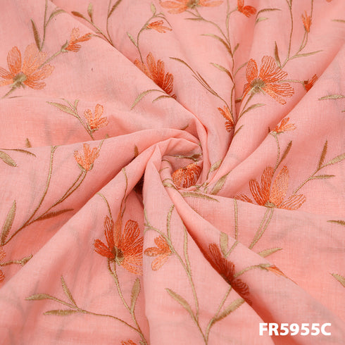 Embroidered Cotton Fabric-FR5955