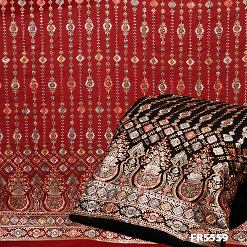 Embroidered Sequins Georgette Fabric-FR5559