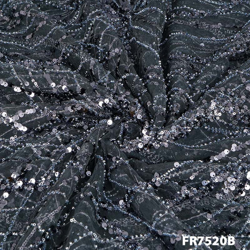 Imported Sequins Cut Dana Work Net Fabric-FR7520