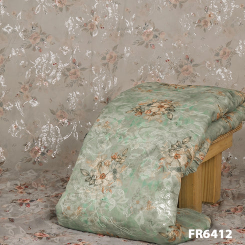 Printed Pani Sequins Organza Fabric-FR6412