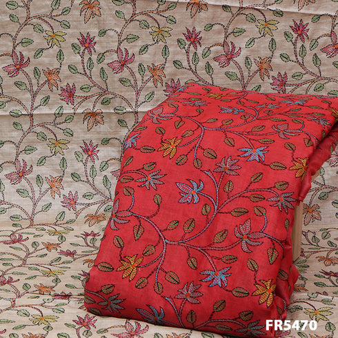 Lucknowi Embroidered Pure Silk Fabric-FR5470