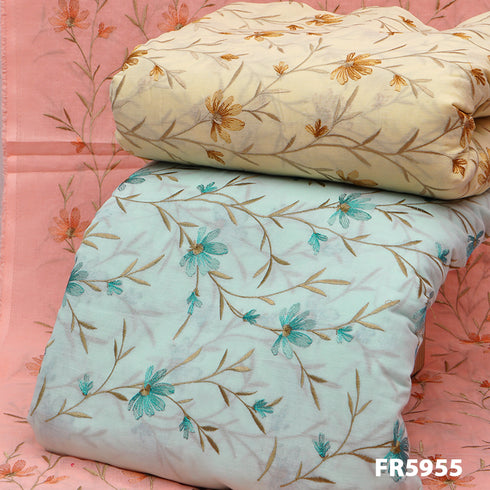 Embroidered Cotton Fabric-FR5955