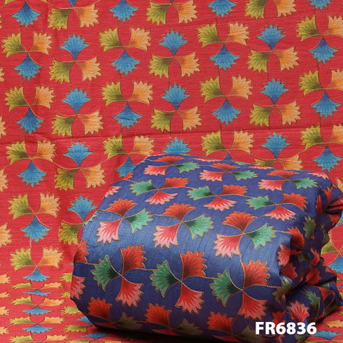 Zari Printed Linen Silk Fabric FR6836