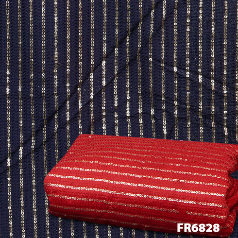 Embroidered Sequins Uppada Silk Fabric-Fr6828