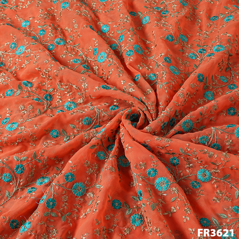Embroidered Georgette Fabric-FR3621