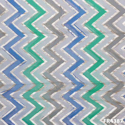 Zari Zig Zag Organza Fabric-FR4387