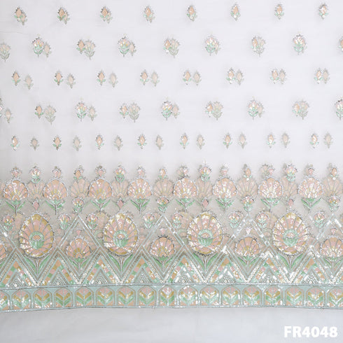 Embroidered Sequins Net Fabric-FR4048