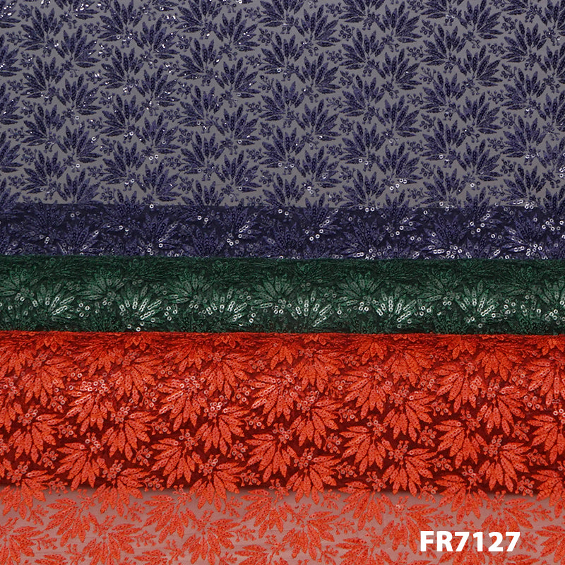 Embroidered Sequins Net Fabric-FR7127