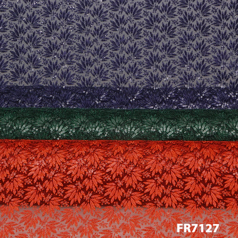 Embroidered Sequins Net Fabric-FR7127