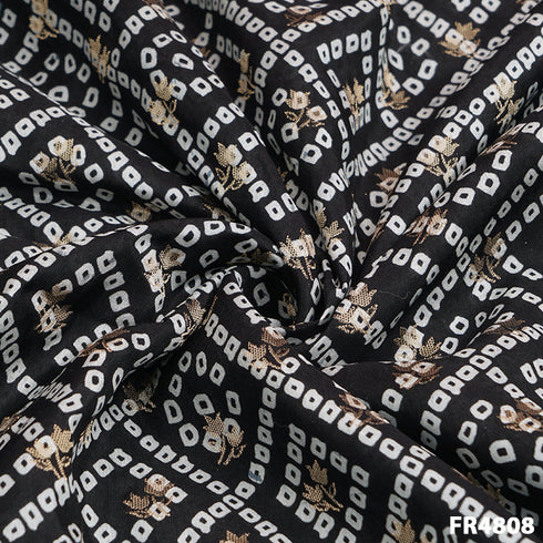 Bandhani Print Banarasi Silk Fabric-Fr4808