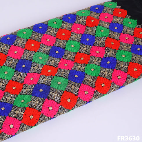 Heavy Embroidered Georgette Fabric-FR3630
