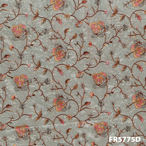 Embroidered Sequins Georgette Fabric-Fr5775