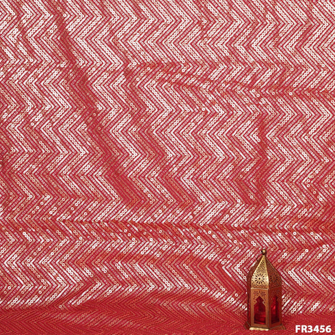 Zig Zag Sequins Chinon Chiffon Fabric -FR3456