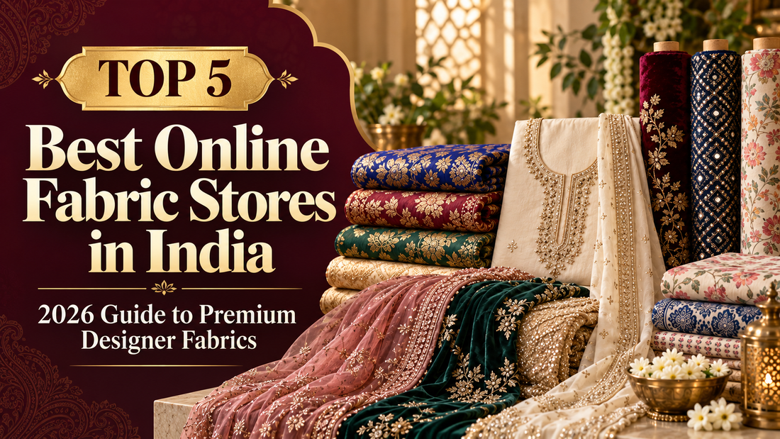 Top 5 best online fabric stores in India for premium designer fabrics and unstitched suits – 2026 guide.