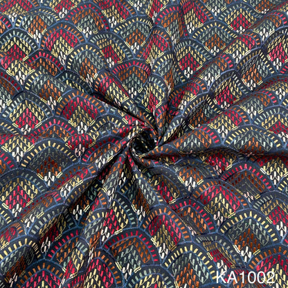 Thread Embroidered Sequins Raw Silk Fabric KA1002