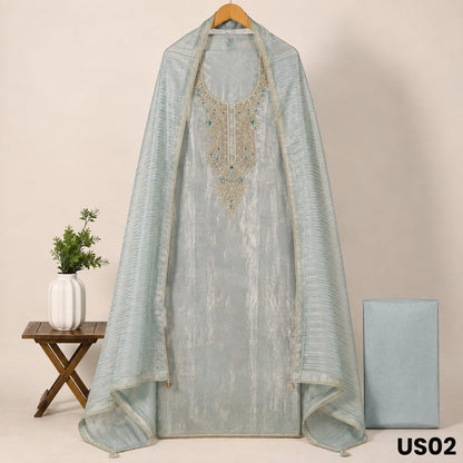 Powder Blue Tissue Silk Suit Set - US02