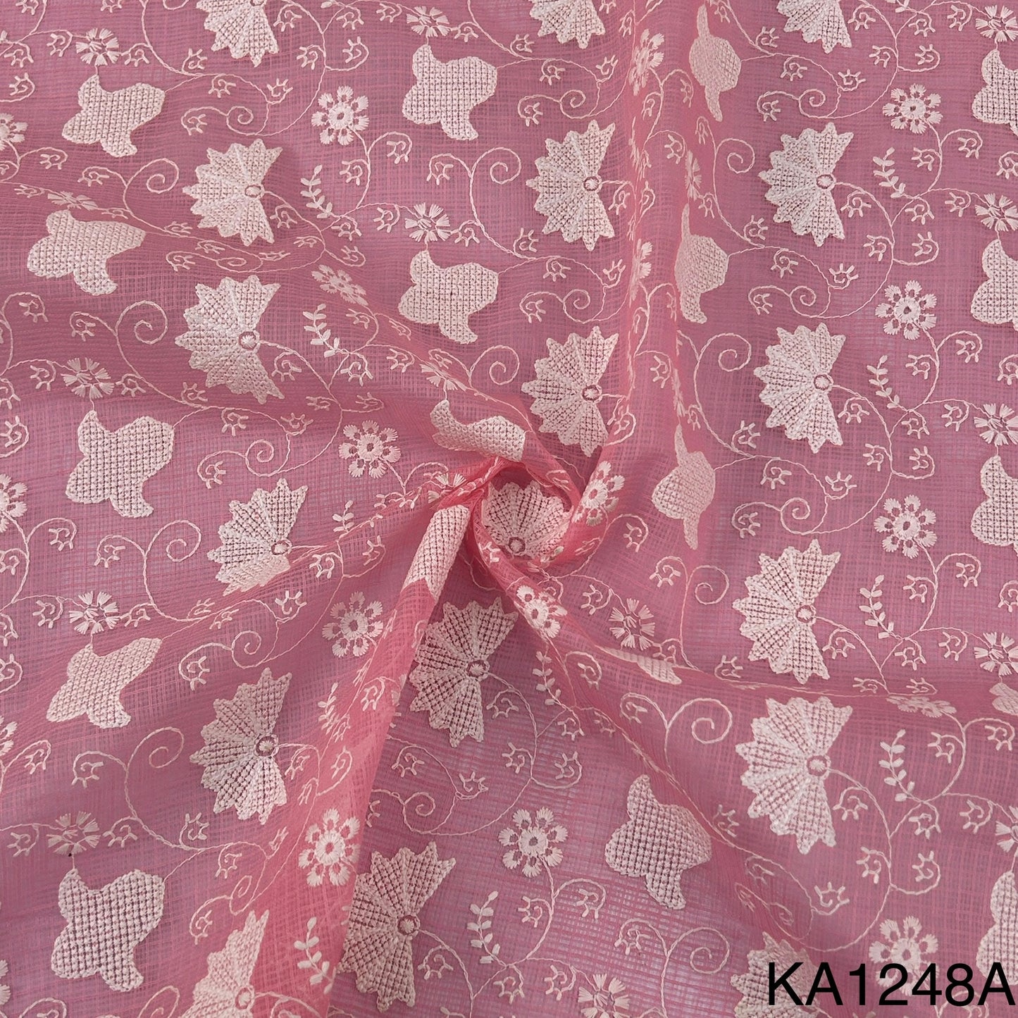 Embroidered Kota Cotton Fabric-KA1248