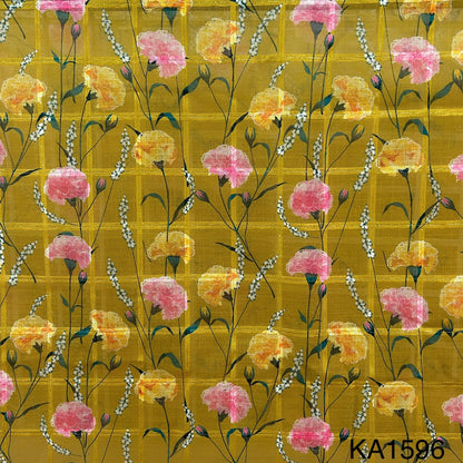 Printed Linen Self Check Fabric-KA1596