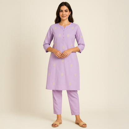 Thread Sequins Work Cambric Cotton Fabric-F3628