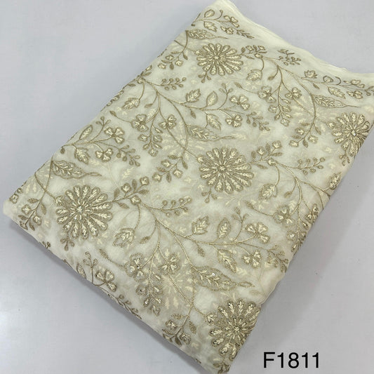 Dyeable Thread Sequins Zari Embroidered Organza fabric-F1811