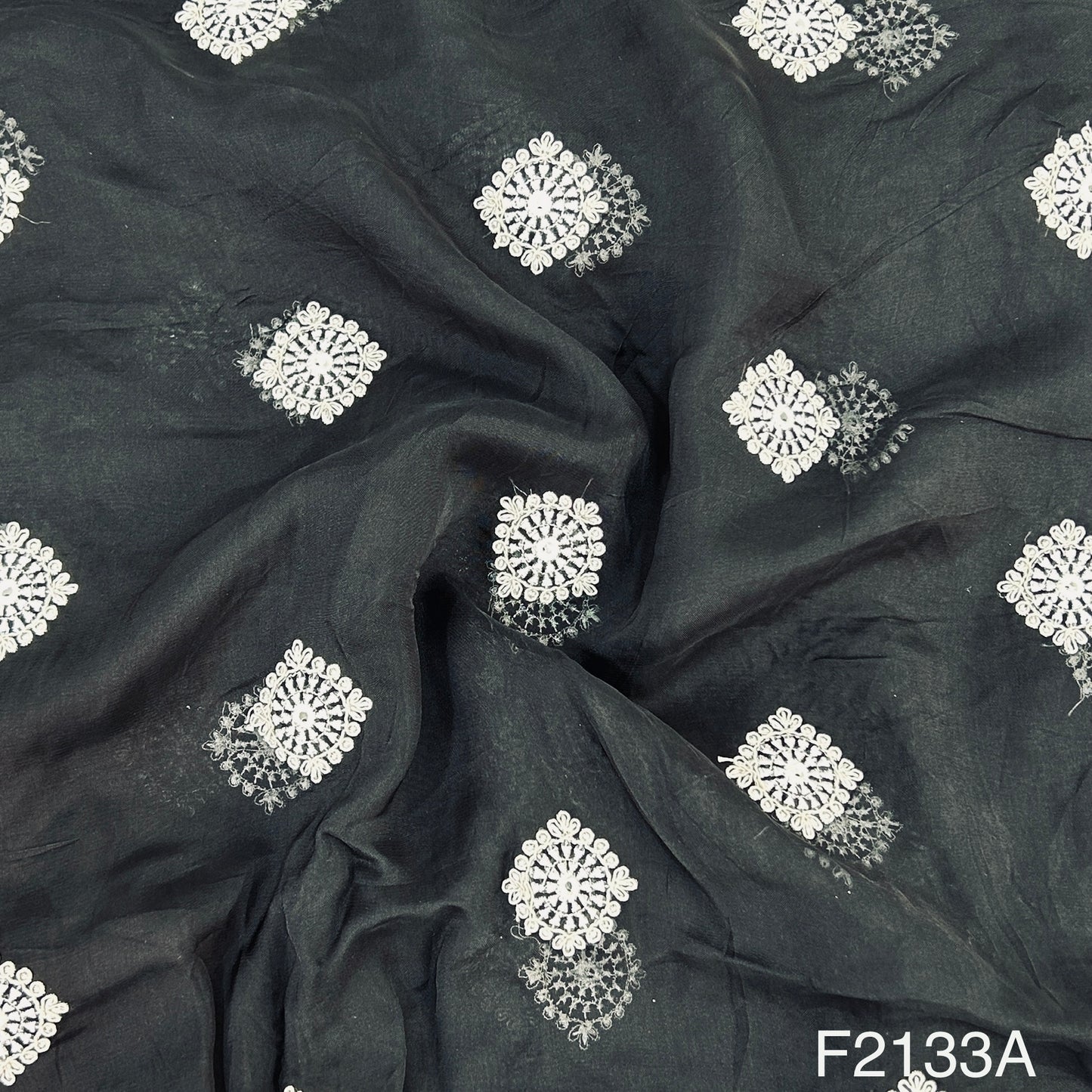 Thread Sequins Embroidered Organza Fabric-F2133