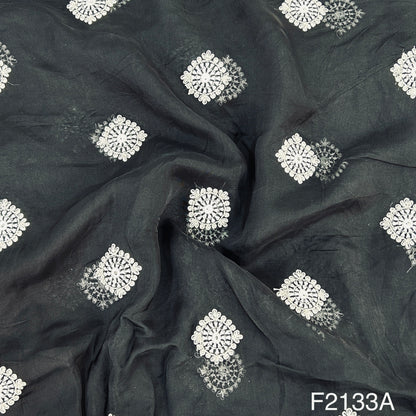 Thread Sequins Embroidered Organza Fabric-F2133